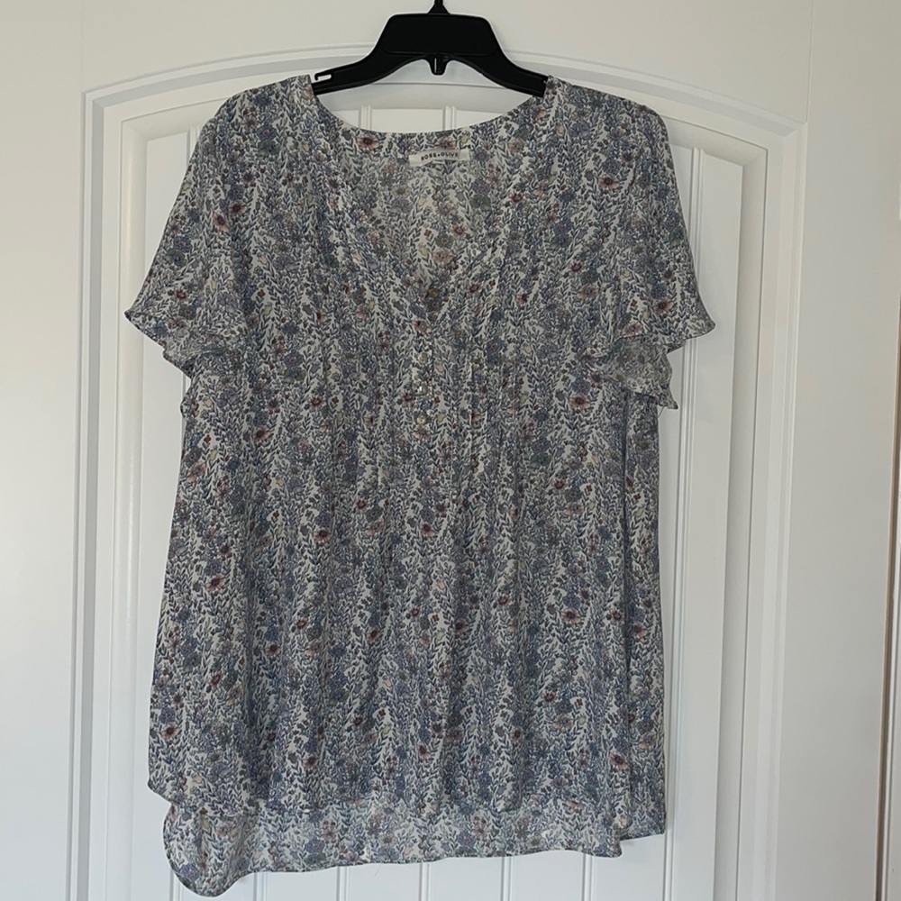 Blue floral blouse
